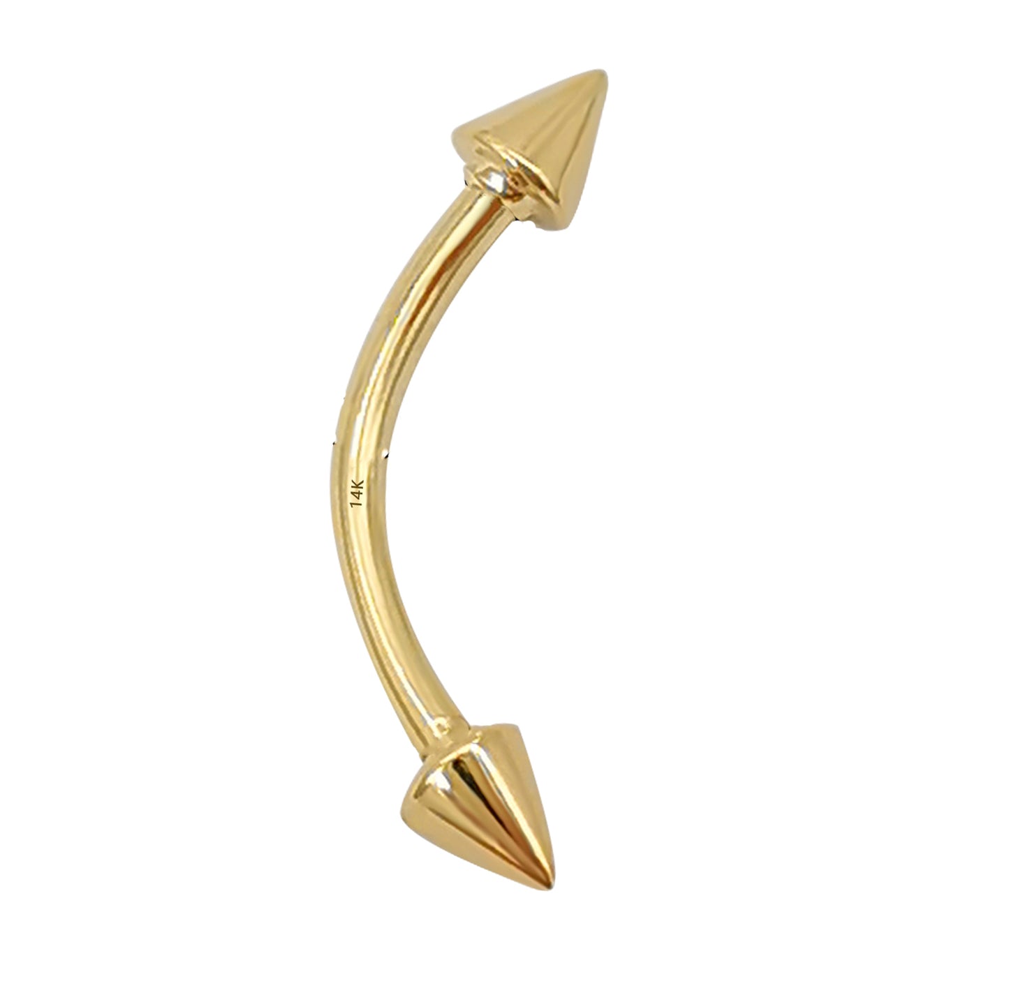 Wholesale14k Solid Gold Eyebrow Piercing Jewelry Curved Barbell Spike