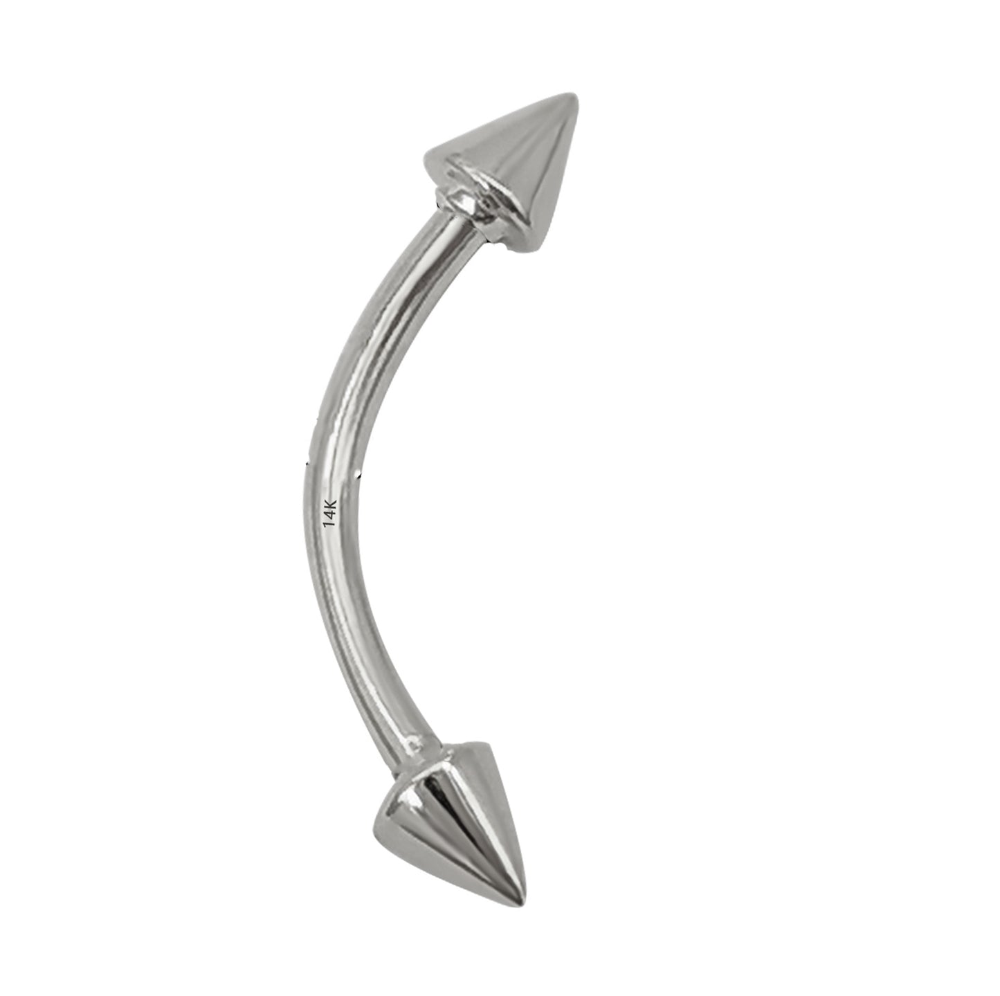 Wholesale14k Solid Gold Eyebrow Piercing Jewelry Curved Barbell Spike