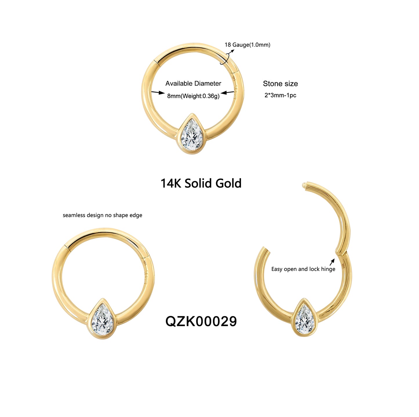 Wholesale 14k Solid Gold Hinged Ring