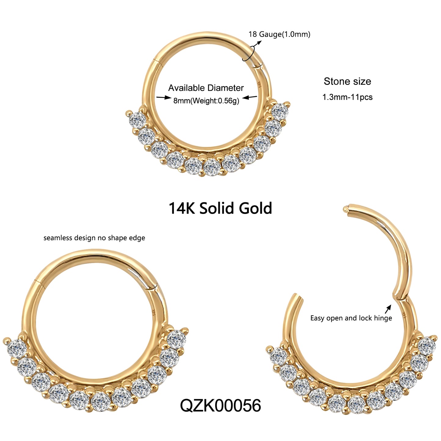 Wholesale14k Solid Gold Hinged Ring