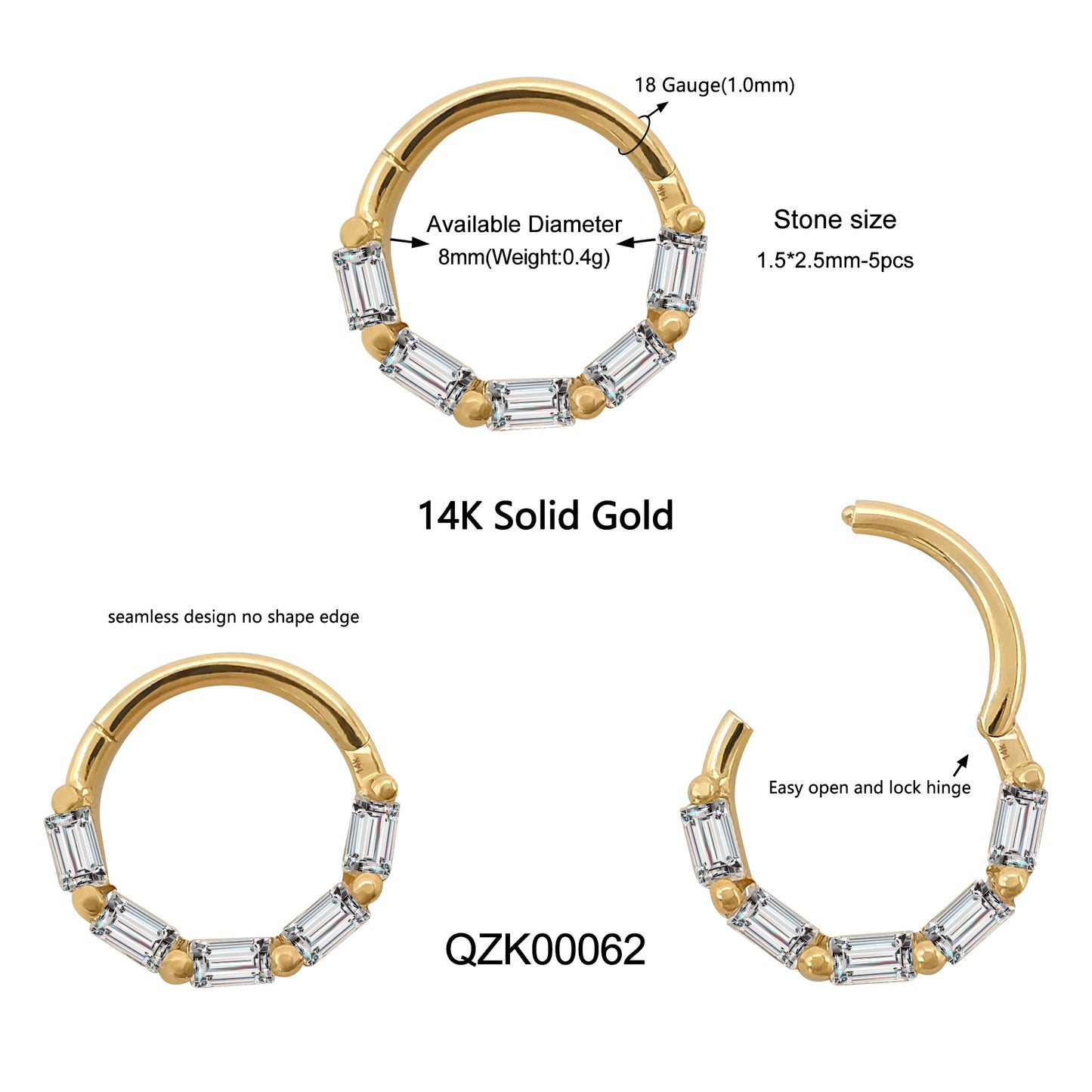 Wholesale14k Solid Gold Hinged Ring