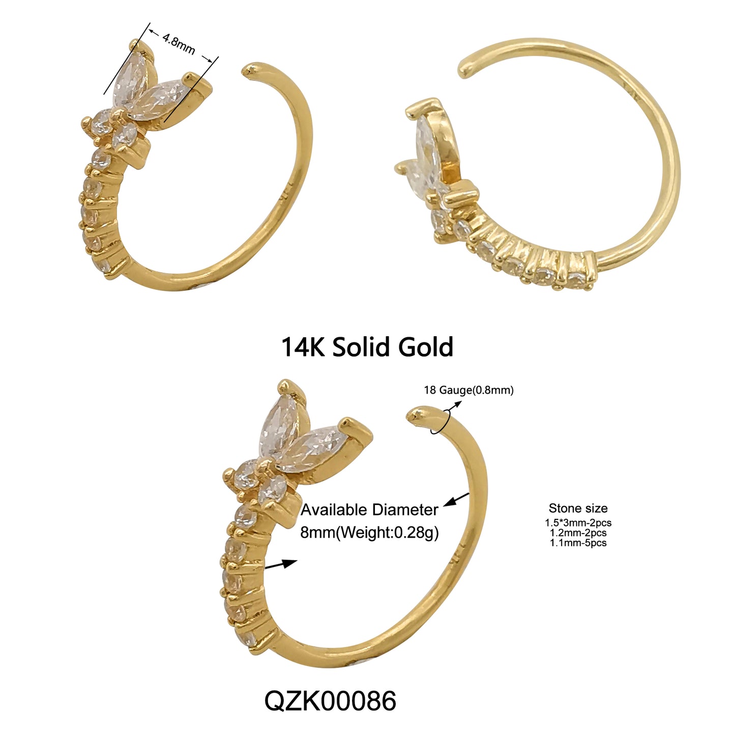 Wholesale 14k Solid Gold Hinged Ring heart shape