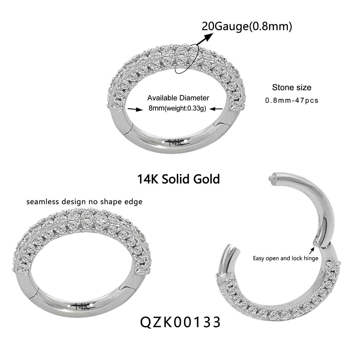 Wholesale14k Solid Gold Hinged Ring