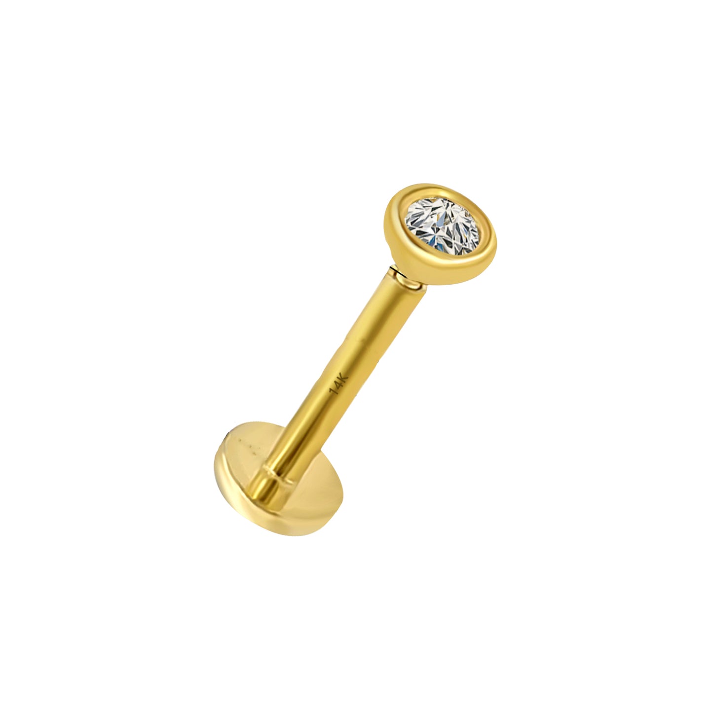 Wholesale 14K Yellow and white Gold Labret bar length 8mm1.5mm cz
