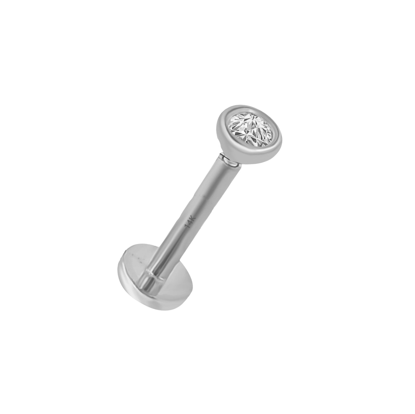 Wholesale 14K Yellow and white Gold Labret bar length 8mm1.5mm cz