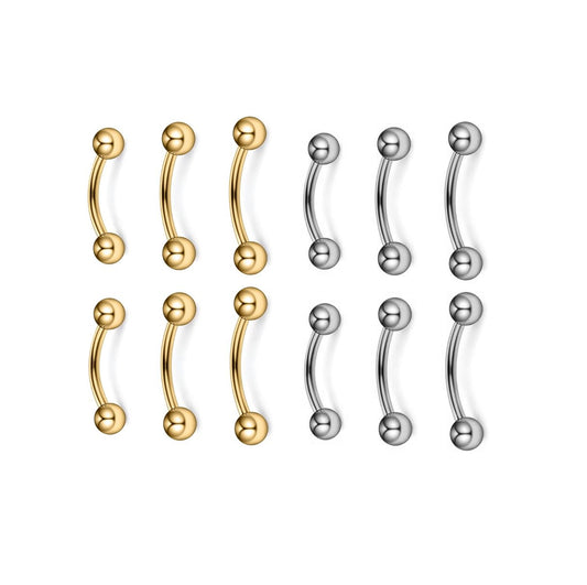 Wholesale14k Solid Gold Eyebrow Piercing Jewelry Curved Barbell