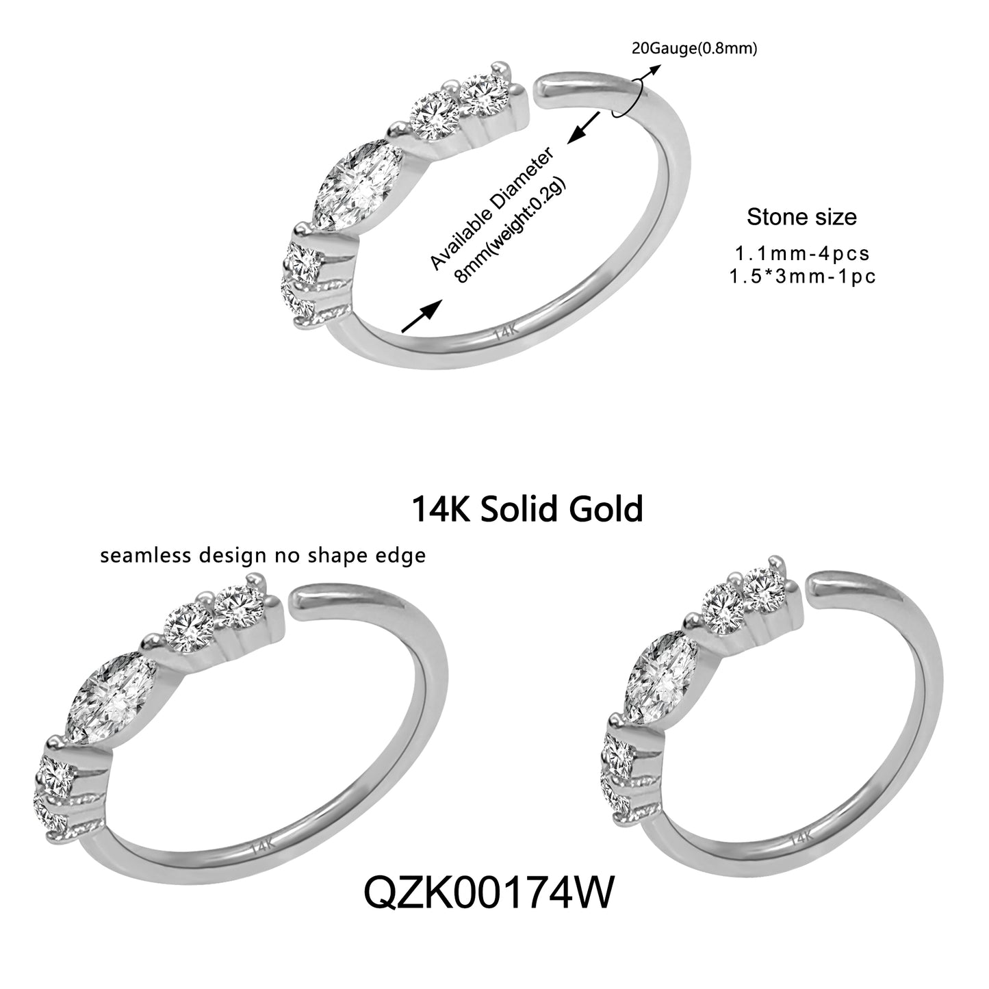 Wholesale14k Solid Gold Hinged Ring