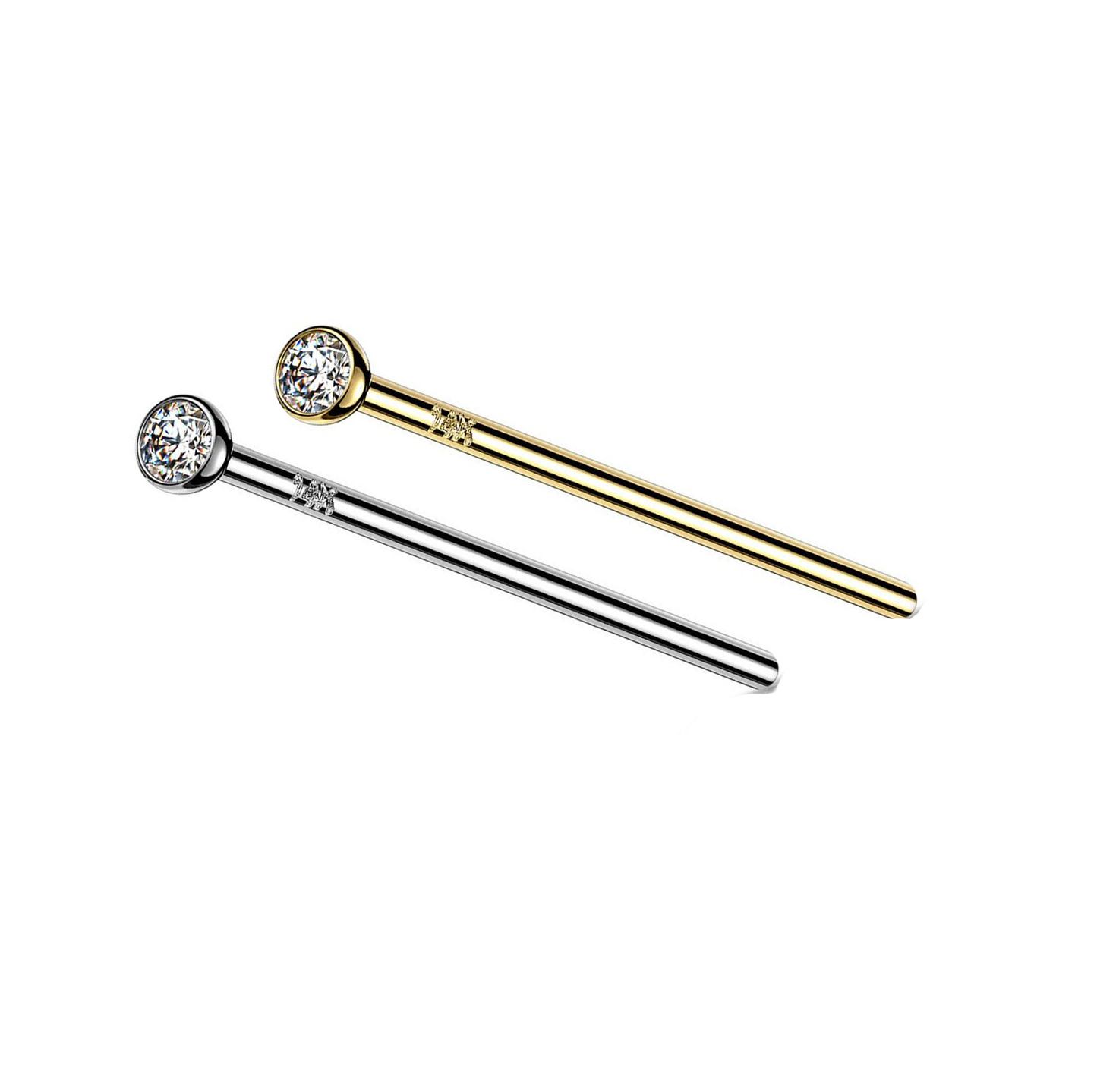 14K Yellow and white Gold Nose Pin